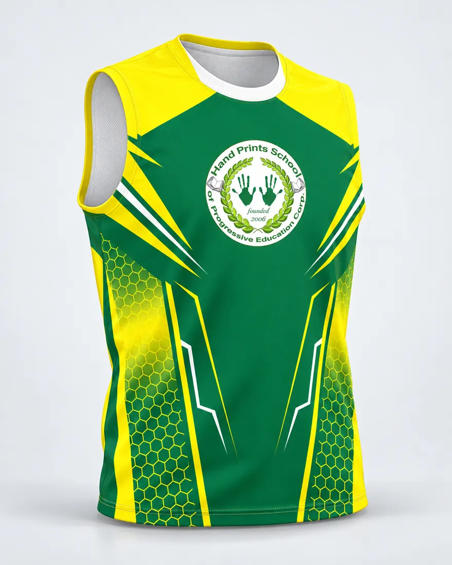 Green and yellow school jersey
