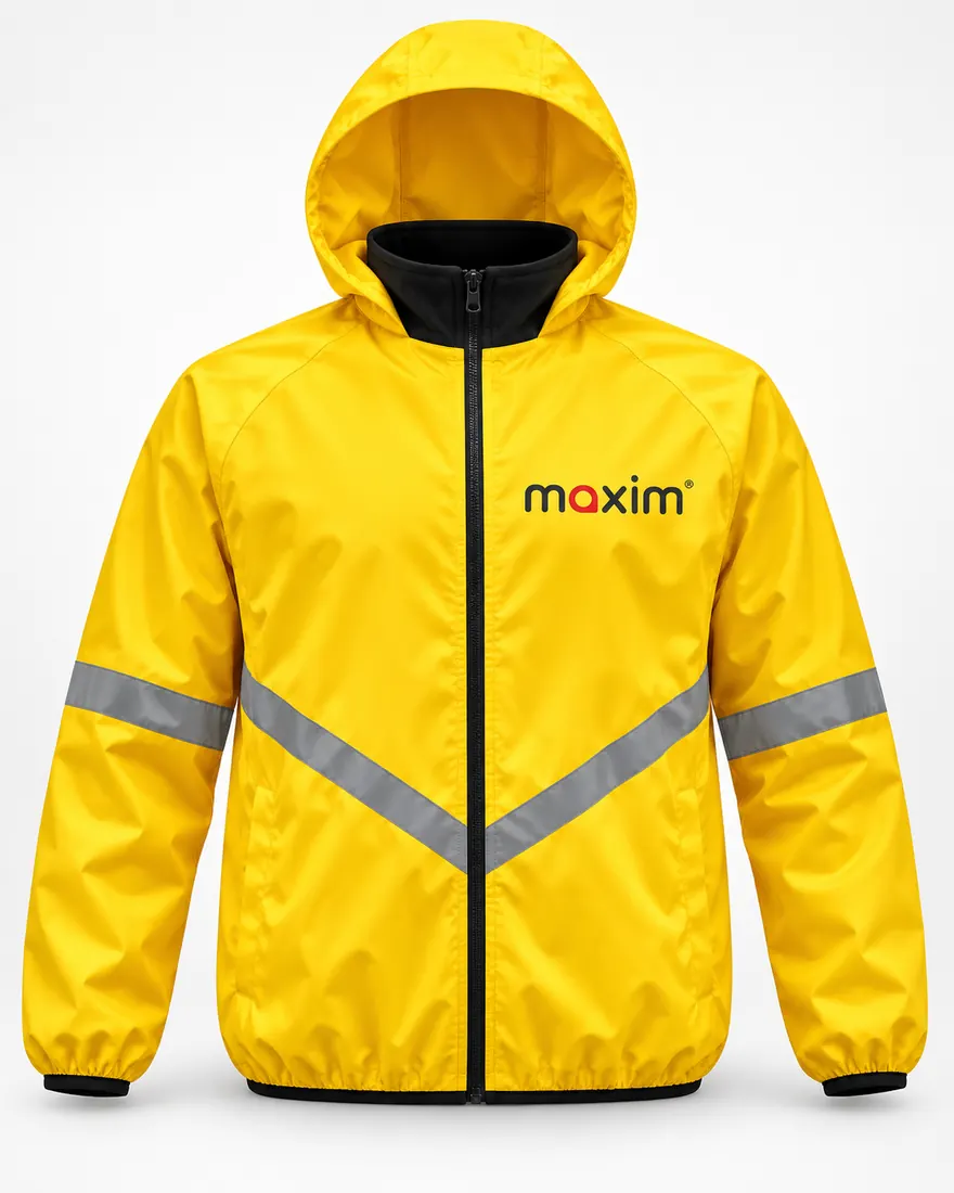 Yellow rider jacket with reflective strips