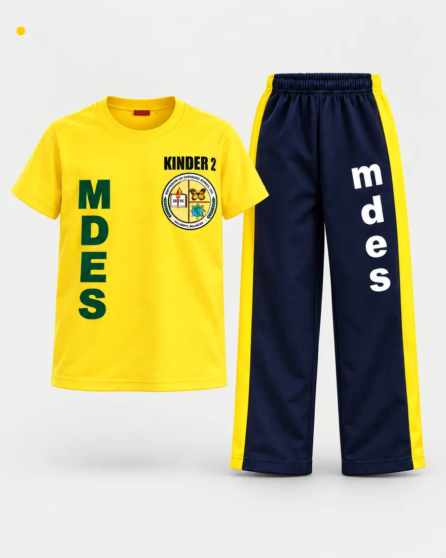Yellow and navy kinder PE set