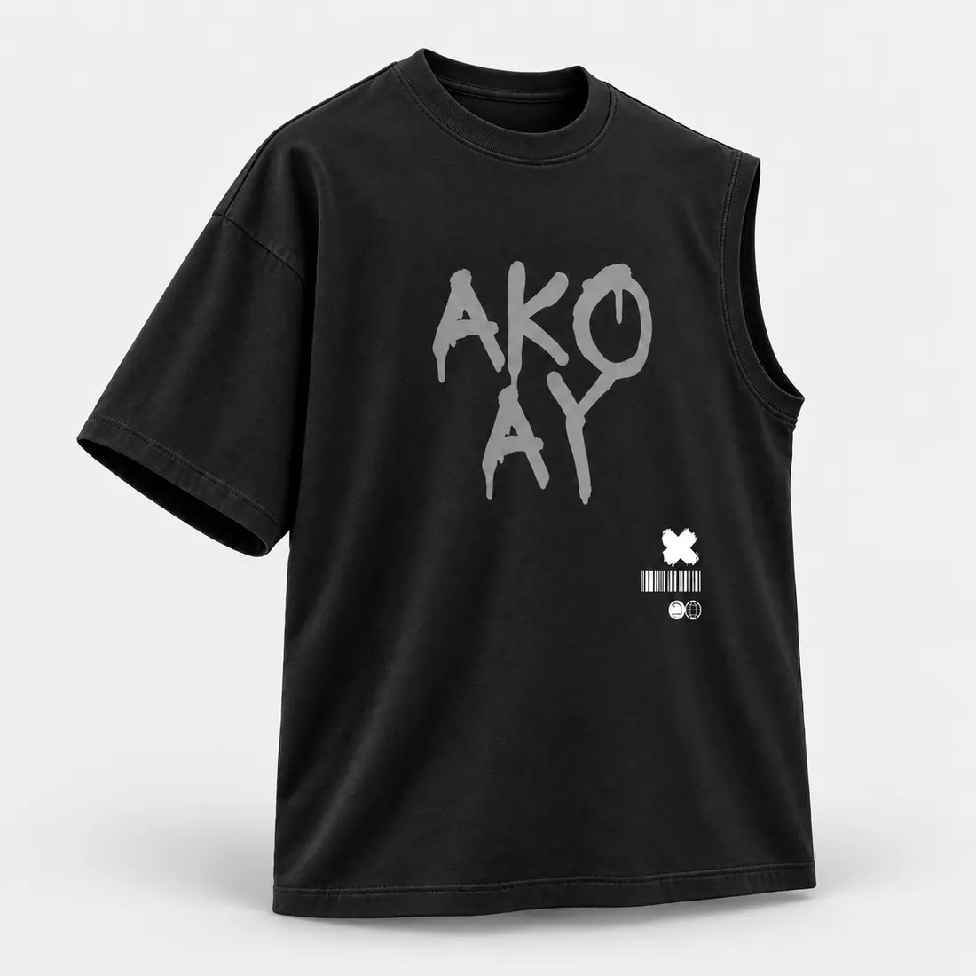 Black one-sleeve Ako Ay shirt
