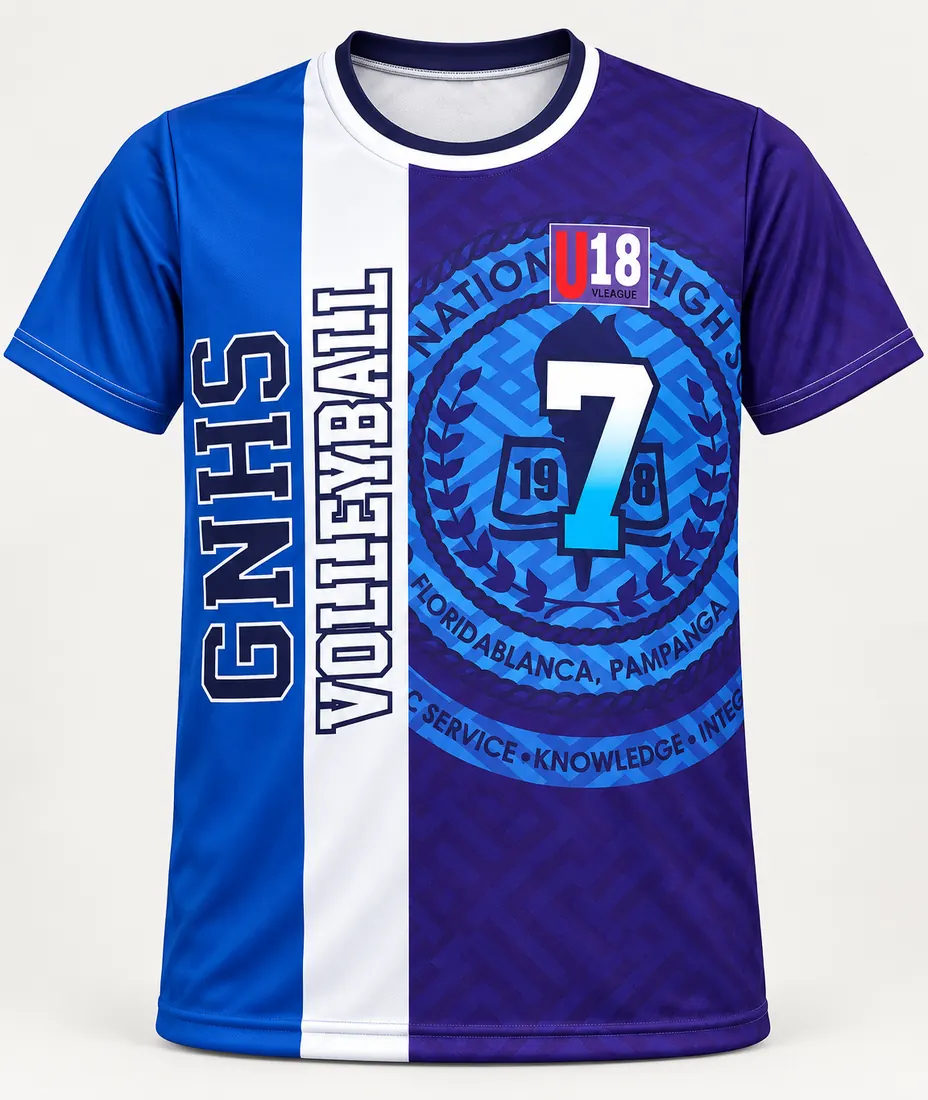 Blue and purple fully sublimated volleyball shirt